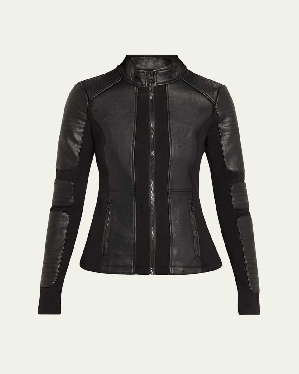 Zip-Front Faux Leather Moto Jacket